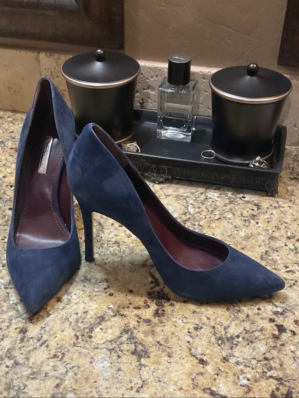 BCBG Pointed-Toe Suede Pumps in Blue - Picture 2 of 3